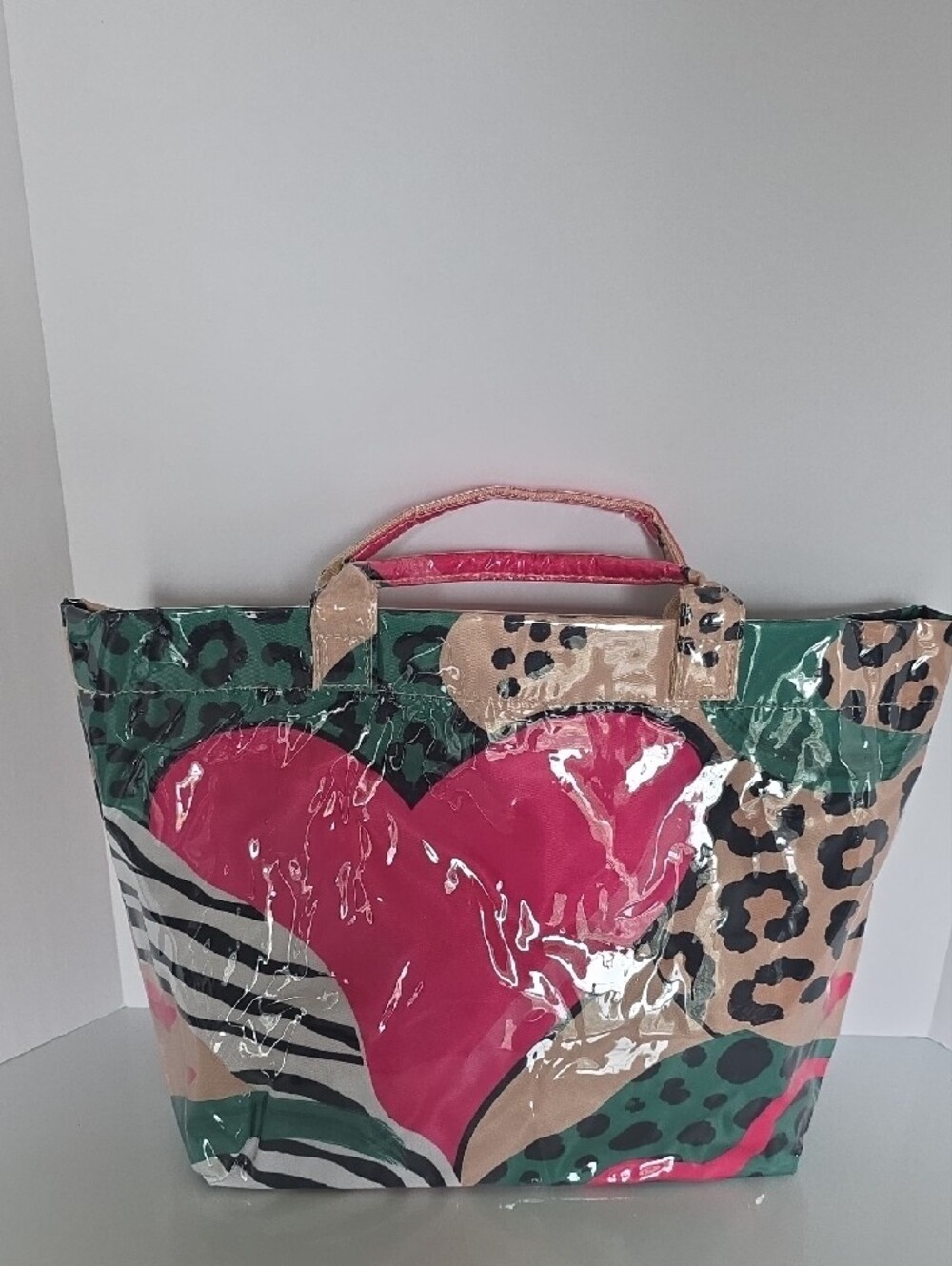 Pink Heart Plastic Tote Bag - Picture 2 of 8